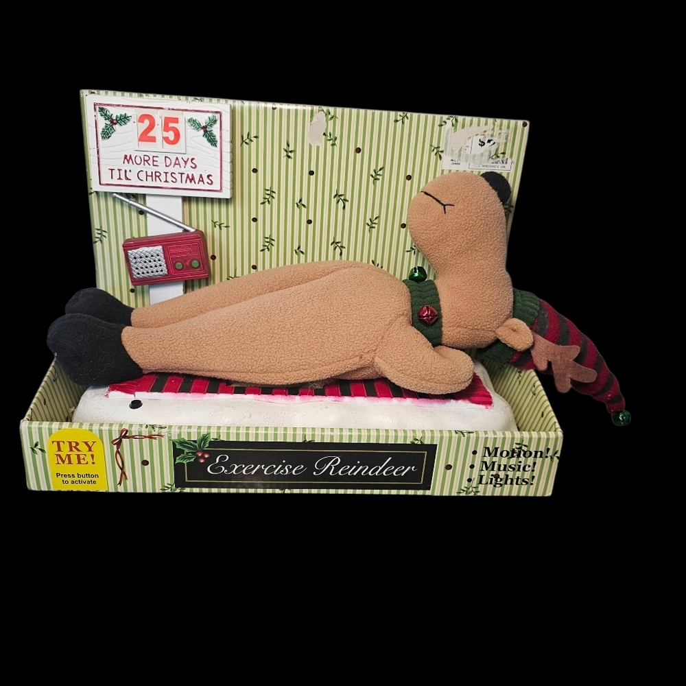 Christmas Animated Plush Reindeer Exercise Situps Decoration Big Lots‎ Funny